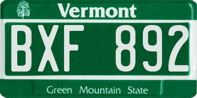 VT license plate BXF892