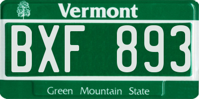 VT license plate BXF893