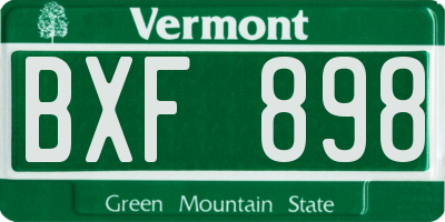 VT license plate BXF898