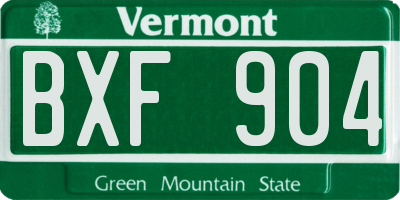 VT license plate BXF904