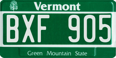 VT license plate BXF905