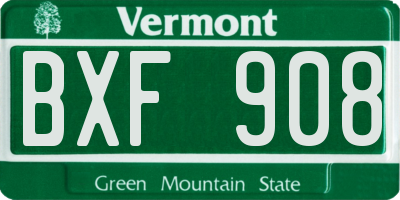 VT license plate BXF908