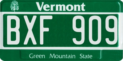 VT license plate BXF909