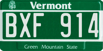 VT license plate BXF914
