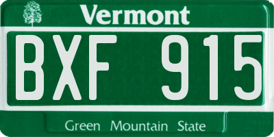 VT license plate BXF915