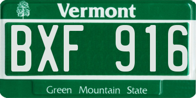 VT license plate BXF916
