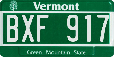 VT license plate BXF917