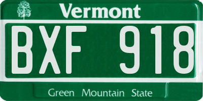 VT license plate BXF918