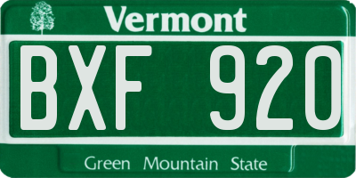 VT license plate BXF920