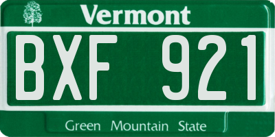 VT license plate BXF921