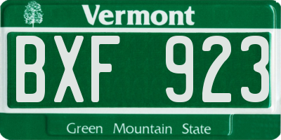 VT license plate BXF923