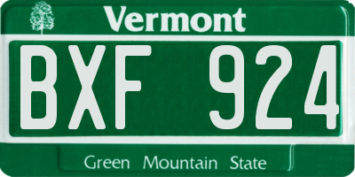 VT license plate BXF924