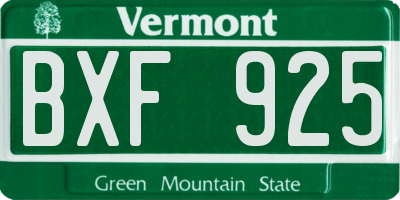 VT license plate BXF925
