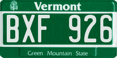 VT license plate BXF926