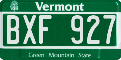 VT license plate BXF927