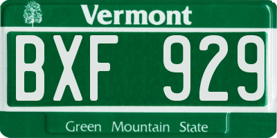 VT license plate BXF929