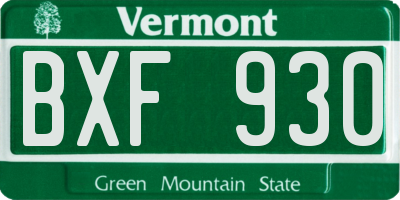 VT license plate BXF930