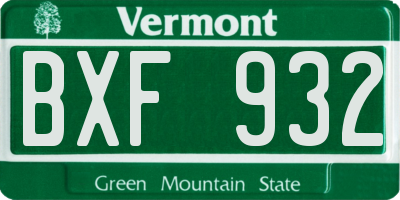 VT license plate BXF932