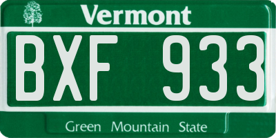VT license plate BXF933