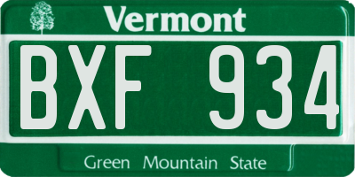 VT license plate BXF934