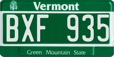 VT license plate BXF935