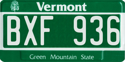 VT license plate BXF936