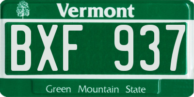 VT license plate BXF937