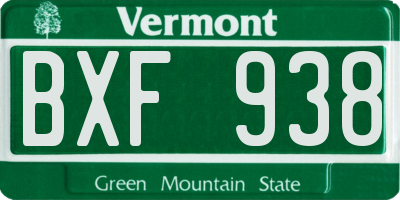 VT license plate BXF938