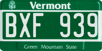VT license plate BXF939
