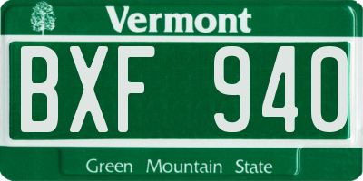 VT license plate BXF940