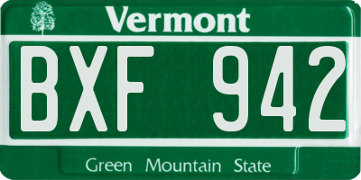 VT license plate BXF942