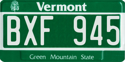 VT license plate BXF945