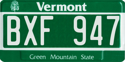 VT license plate BXF947
