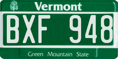 VT license plate BXF948