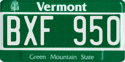 VT license plate BXF950