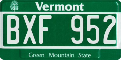 VT license plate BXF952