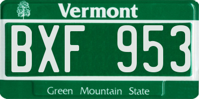 VT license plate BXF953