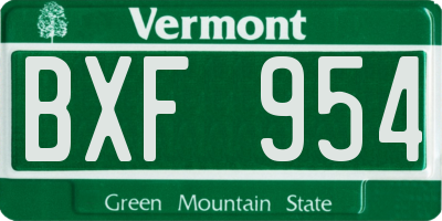 VT license plate BXF954