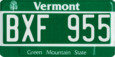VT license plate BXF955