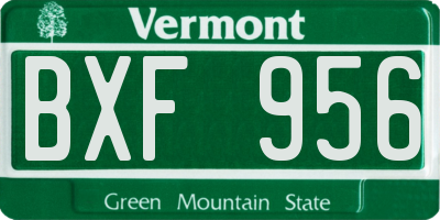 VT license plate BXF956