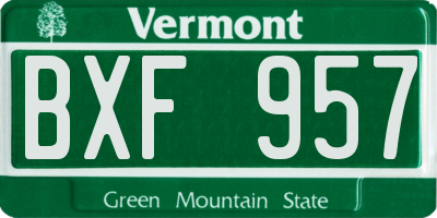 VT license plate BXF957