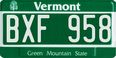 VT license plate BXF958