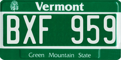 VT license plate BXF959