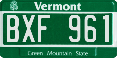 VT license plate BXF961