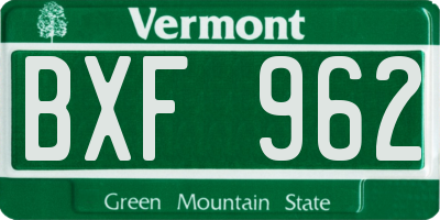 VT license plate BXF962