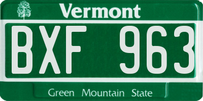VT license plate BXF963