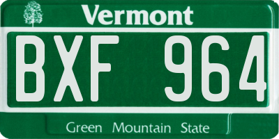 VT license plate BXF964