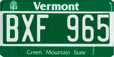 VT license plate BXF965