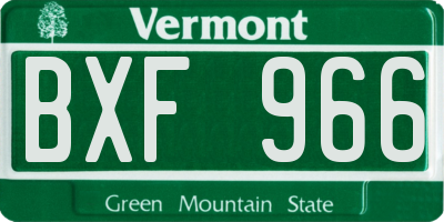 VT license plate BXF966