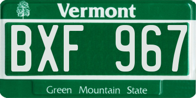 VT license plate BXF967